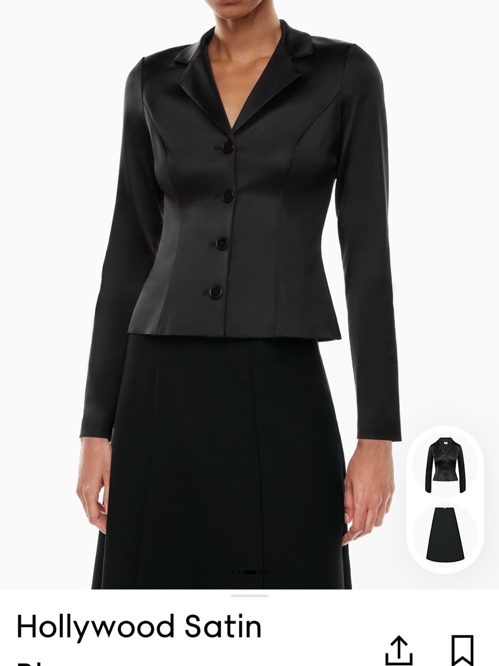 Aritzia Hollywood Satin Black Jacket XS
